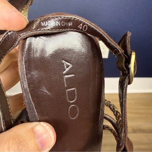 Aldo "Cooey" Brown and Tan Wedge Sandals, Size EU 40 (US 9) - Picture 8 of 11